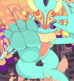 anthro city city_background crowd feet foot_fetish foot_focus group humanoid_feet looming looming_foot macro male micro plantigrade stomping taunting toes kralex_(artist) kirby_(series) nintendo fecto_elfilis alien alien_humanoid humanoid starling_(kirby) absurd_res hi_res