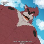 anthro barazoku big_pecs looking_down low-angle_view male muscular muscular_male pecs text worm's-eye_view teboombear pec_pov_meme the_boy_and_the_beast kumatetsu bear mammal 1:1 2024 absurd_res english_text hi_res meme