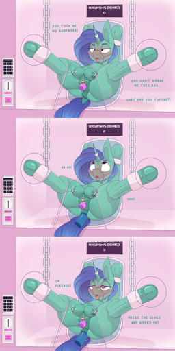 bdsm begging big_breasts blush bodily_fluids bondage bound breasts butt cum cum_inside dildo duo erection female feral genital_fluids genitals hair horn horn_fetish horn_in_mouth horn_play horn_suck male male/female nipples nude open_mouth orgasm_denial penetration penis public_use sex sex_toy sex_toy_insertion simple_background sucking tail text until_they_like_it vaginal vibrator chapaevv hasbro my_little_pony mythology fan_character tick_tock_(oc) weaver_(mlp) equid equine horse mammal mythological_creature mythological_equine unicorn absurd_res comic digital_media_(artwork) english_text hi_res long_image tall_image