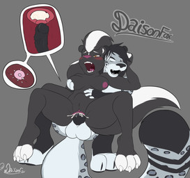abdominal_bulge anthro anthro_on_anthro anthro_penetrated anthro_penetrating anthro_penetrating_anthro black_body black_fur black_hair black_mouth black_nose black_penis black_tongue blush bodily_fluids breasts cervical_contact cervix circumcised cum cum_in_uterus cum_in_vagina cum_inside cutaway dipstick_tail feet female female_anthro female_penetrated fluffy fluffy_tail from_behind_position fur genital_fluids genitals grey_background grey_body grey_fur hair humanoid_genitalia humanoid_penis impregnation internal internal_vaginal male male/female male_anthro male_penetrating male_penetrating_female markings nipples nude nude_anthro nude_female nude_male open_mouth ovum paws penetration penis pink_nose pink_tongue sex simple_background sperm_cell spread_legs spreading stretched_pussy tail tail_markings teeth toeless_(marking) tongue uterus uvula vaginal vaginal_penetration vein veiny_penis white_body white_fur white_hair daison_the_fox monty_greymane mammal mephitid skunk absurd_res hi_res watermark