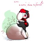 abdl alternative_fashion anthro bent_over big_breasts big_diaper black_bottomwear black_clothing black_hair black_skirt black_sweater black_topwear blush blush_lines bodily_fluids bottomwear breasts brown_diaper childish cleavage clothed clothing clutching_stomach crouching dialogue diaper ellipsis excessive_feces exclamation_heart exclamation_point exposed_back fangs feces female floppy_ears full_diaper genital_fluids goat_tail goth hair hair_over_eye hand_on_belly hand_on_hip hand_on_leg heart_decoration heart_symbol highlights_(coloring) hooves horn hyper hyper_feces hyper_soiling implied_scat motion_lines nervous onomatopoeia oversized_clothing oversized_sweater oversized_topwear pooping pouting pupils red_highlights red_horn red_scarf red_sclera scarf showing_diaper skirt soiled_diaper soiling soiling_diaper solo sound_effects stained_diaper stink_cloud stink_fumes stuttering sweater tail teeth text tongue tongue_out topwear unclean_diaper urine used_diaper wearing_diaper wet_diaper wetting wetting_diaper maeesthetic ruby_(listeningwisps) bovid caprine caprine_demon demon goat goat_demon mammal english_text hi_res trans_(lore) trans_woman_(lore)