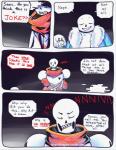 2016 aftertale ambiguous_gender angry animated_skeleton annoyed bone chara_(undertale) clothing comic dialogue english_text fur geno_sans_(aftertale) gloves handwear human humanoid jacket loverofpiggies male mammal not_furry papyrus_(undertale) sans_(undertale) scarf shirt shocked skeleton smile smug text topwear undead undertale undertale_(series)