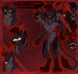 3_heads anthro black_body black_fur claws fur green_eyes hair horn multi_head orange_eyes pink_nose red_body red_fur red_hair scar solo spiked_tail spikes spikes_(anatomy) tail bardo_en_krisis european_mythology greek_mythology mythology canid canid_demon canine cerberus demon hellhound mammal mythological_canine mythological_creature absurd_res hi_res