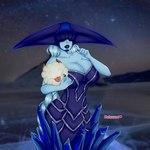 armor big_breasts blue_body blue_clothing blue_skin blurred_background breasts clothing female hair ice lips lipstick makeup mountain nails night not_furry solo tongue tongue_out white_hair holaxes league_of_legends riot_games tencent lissandra_(lol) poro_(lol) human mammal 1:1 absurd_res hi_res