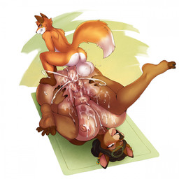 5_fingers 5_toes anthro anthro_on_anthro anthro_penetrated anthro_penetrating anthro_penetrating_anthro balls big_balls big_breasts big_penis black_hair black_nose blush bodily_fluids breasts brown_body brown_fur butt cum cum_covered cum_in_vagina cum_inside cum_on_breasts cum_on_leg duo feet female female_penetrated fingers from_behind_position fur genital_fluids genitals hair huge_balls huge_breasts huge_penis humanoid_feet humanoid_hands male male/female male_penetrating male_penetrating_female messy multicolored_body multicolored_fur nipples nude nude_anthro nude_female nude_male open_mouth open_smile penetration penile penile_penetration penis penis_in_vagina perching_position plantigrade red_body red_fur sex smile spread_legs spreading sweat teeth toes tongue tongue_out two_tone_body two_tone_fur vaginal vaginal_penetration vulva white_body white_fur noitro bak_yuri gim_inpyeong canid canine deer fox mammal 1:1 hi_res