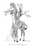 female hooves horn humor nude ossicone plant scientific_name solo text tree unknown_artist giraffe giraffid giraffid_taur mammal mammal_taur taur 1988 black_and_white english_text monochrome species_name