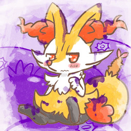 ambiguous_anthro ambiguous_gender anthro berry_juice beverage biped blueberry_(fruit) blueberry_juice blush digitigrade dipstick_tail dirty featureless_crotch food front_view fruit juice_(beverage) looking_at_viewer markings micro object_in_tail plant shrimp_(food) sitting solo tail tail_markings wavy_mouth annyui0611 nintendo pokemon braixen canid generation_6_pokemon mammal pokemon_(species) 1:1 2022 digital_drawing_(artwork) digital_media_(artwork) full-length_portrait japanese_description portrait translated_description
