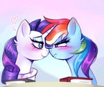 blue_body blue_eyes blush book duo female female/female horn white_body pozya1007 friendship_is_magic hasbro my_little_pony mythology rainbow_dash_(mlp) rarity_(mlp) equid equine horse mammal mythological_creature mythological_equine pony unicorn hi_res