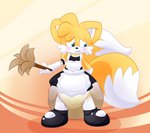 anthro blush clothed clothing crossdressing diaper embarrassed feces fur maid_uniform male soiled_diaper soiling solo unclean_diaper uniform used_diaper yellow_body yellow_fur sir-dancalot sega sonic_the_hedgehog_(series) miles_prower canid canine fox mammal