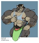 anthro areola big_bulge big_muscles biped black_hair body_size_growth border bottomwear bulge clothing electronics fur green_clothing green_eyes green_underwear grey_body grey_fur growth growth_sequence hair holding_object holding_phone huge_bulge huge_muscles hyper hyper_bulge hyper_muscles male muscle_growth muscular nipples phone pubes shirt shorts size_transformation solo standing tank_top topwear transformation underwear white_border oldshep george_(yuri)_kuznetsov canid canine canis mammal wolf 2020 digital_drawing_(artwork) digital_media_(artwork)