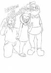 anthro female group male smile young young_anthro aval0nx sega sonic_the_hedgehog_(series) amy_rose dolan sonic_the_hedgehog anatid anseriform avian bird duck eulipotyphlan hedgehog mammal 2016 absurd_res hi_res monochrome