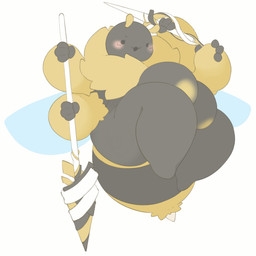 4_arms 4_fingers antennae_(anatomy) anthro areola arthropod_abdomen bald barefoot big_breasts biped blush blush_lines breasts dagger dot_eyes eyebrows eyelashes feet female fingers front_view holding_object holding_weapon huge_breasts huge_thighs insect_wings melee_weapon multi_arm multi_limb multicolored_body neck_tuft non-mammal_breasts nude nude_female polearm simple_background simple_eyes smile solo spear stinger thick_thighs tuft two_tone_body weapon white_background wings white_slime_(artist) arthropod bee hymenopteran insect 1:1 2025 digital_drawing_(artwork) digital_media_(artwork) hi_res