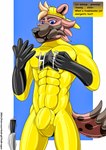 after_transformation bound criminal dronesuit dummy encasement hero latex male null_bulge punishment toysuit transformation 1234hdpa hr xedryk canid canine canis goo_creature hyena mammal wolf hi_res