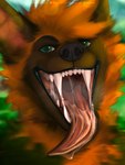 anthro bodily_fluids brown_body brown_fur excessive_saliva fangs fur gaping_mouth green_eyes male mouth_shot open_mouth orange_body orange_fur saliva saliva_on_tongue saliva_string solo teeth tongue tongue_out uvula surylimon mateothebat bat flying_fox indian_flying_fox mammal megabat 3:4 absurd_res digital_media_(artwork) digital_painting_(artwork) hi_res