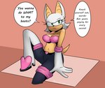 angry anthro clothed clothing degradation dialogue disappointed female fully_clothed fur orange_body solo speech_bubble text upset white_body white_fur kodota sega sonic_the_hedgehog_(series) rouge_the_bat bat mammal english_text