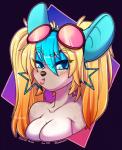 anthro blush breasts ear_piercing eyewear featureless_breasts female glasses looking_at_viewer piercing solo ryunwoofie mammal mouse murid murine rodent hi_res