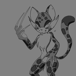 anthro countershading female solo kern kirby_(series) kirby_and_the_forgotten_land nintendo clawroline felid leopard mammal pantherine 1:1 greyscale hi_res monochrome