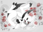 blue_body claws female feral finger_claws flower fur gem hair open_mouth plant pupils red_pupils rose_(flower) solo toe_claws white_body white_fur white_hair eryz nintendo pokemon absol generation_3_pokemon mammal pokemon_(species) 4:3 absurd_res hi_res