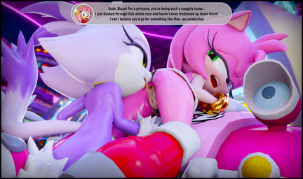 anal anthro black_border border butt clothing duo female female/female female_rimming_female fur genitals gloves green_eyes hair handwear humiliation oral pink_body pink_fur public public_exposure public_humiliation questionable_consent rimming rimming_female sex tail text joshiensfw sega sonic_racing:_crossworlds sonic_the_hedgehog_(series) amy_rose blaze_the_cat animal_humanoid domestic_cat eulipotyphlan felid feline felis hedgehog humanoid mammal 3d_(artwork) digital_media_(artwork) english_text hi_res