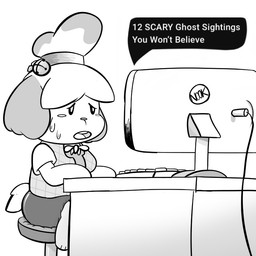 anthro bottomwear chair clothed clothing electronics female furgonomics furniture hair keyboard monitor pencil_skirt shirt simple_background skirt solo table tail tail_through_skirt text topwear anonymous_artist animal_crossing nintendo isabelle_(animal_crossing) canid canine canis domestic_dog mammal 1:1 digital_media_(artwork) english_text monochrome