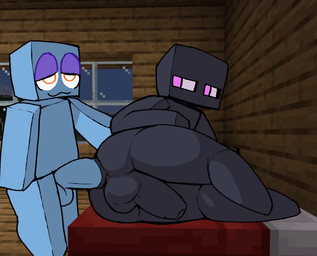 anal anal_penetration anthro balls duo foreskin genitals inside male male/male male_penetrated male_penetrating male_penetrating_male penetration penile penile_penetration penis penis_in_ass sex square_(anatomy) chubcore microsoft minecraft mojang xbox_game_studios enderman humanoid 2d_animation animated frame_by_frame