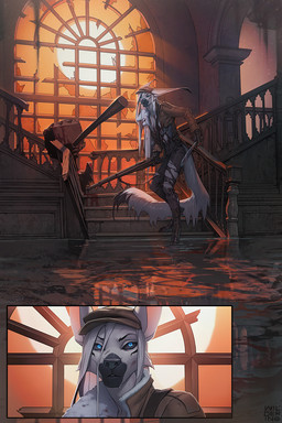 anthro black_nose day gothic_architecture gun holding_gun holding_melee_weapon holding_object holding_ranged_weapon holding_sword holding_weapon inside kukri m1_garand male melee_weapon neo-classical_architecture partially_submerged ranged_weapon ruined_building solo standing sun sword weapon window wildering agita_(siberia-gravity) canid canine mammal 2020 2:3 digital_media_(artwork) hi_res