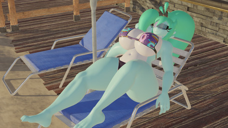 anthro big_breasts bikini breasts clothing female green_hair hair huge_breasts solo swimwear tail thick_thighs two-piece_swimsuit z-z rose_(fairyfud) scalie 16:9 3d_(artwork) digital_media_(artwork) hi_res widescreen
