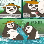 1:1 anthro ari_guardian balls bear belly black_body black_fur blush bodily_fluids clothing comic dialogue dreamworks duo english_text erection eyes_closed father_(lore) father_and_child_(lore) father_and_son_(lore) flaccid foreskin fur genital_fluids genitals giant_panda green_eyes hat headgear headwear hi_res humanoid_genitalia humanoid_penis incest_(lore) kung_fu_panda li_shan_(kung_fu_panda) male male/male mammal master_po_ping moobs navel nipples overweight overweight_male parent_(lore) parent_and_child_(lore) parent_and_son_(lore) partially_retracted_foreskin penis precum realistic_penis_size sitting small_penis son_(lore) teasing text water white_body white_fur