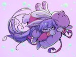 accessory anthro black_nose eyes_closed female fur hair hair_accessory hairband hug hugging_object hugging_plushie pawpads pink_pawpads plushie purple_hair simple_background smile solo white_body white_fur ultrabondagefairy ruby_(girlsay) lagomorph leporid mammal rabbit 2020 hi_res