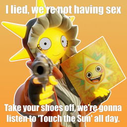 5_fingers black_eyes caption clothed clothing crossgender femboy fingers gloves glowing glowing_body gun handgun handwear holding_object holding_weapon hood jacket looking_at_viewer orange_background outline pointing_gun_at_viewer ranged_weapon revolver simple_background solo sweater text topwear turtleneck weapon pickle_juice pickle_juice_(modeler) epic_games fortnite sunspot_(fortnite) elemental_creature elemental_humanoid humanoid 1:1 2025 3d_(artwork) digital_media_(artwork) english_text hi_res reaction_image