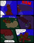 2012 big_macintosh_(mlp) clothed clothing comic cutie_mark dialogue digital_media_(artwork) duo earth_pony english_text equid equine feral fight friendship_is_magic fur green_eyes hair hasbro horn horse male mammal metal_(artist) monster moon my_little_pony night orange_hair outside plow_yoke pony purple_body red_body red_fur text wounded