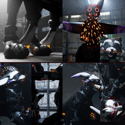 anthro ball_gag basement black_penis cage cuff_(restraint) drone duo gag genitals glowing glowing_eyes guard hair handcuffs harness kneeling latex male male/male metal_cuffs military paws penis penis_covering_eyes penis_on_head prison prisoner questionable_consent red_eyes red_hair restraints sensory_deprivation kabalio-lll rexouium 1:1 3d_(artwork) absurd_res blender_(artwork) blender_cycles_(artwork) comic digital_media_(artwork) hi_res huge_filesize