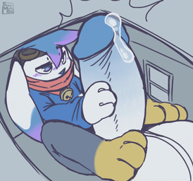 anthro balls big_balls big_penis blush blush_lines bodily_fluids clothed clothing cum genital_fluids genitals growth huge_balls huge_penis hyper hyper_balls hyper_genitalia hyper_penis macro macro_anthro male masturbation penis precum room_filling solo thick_thighs supermattym8 nintendo pokemon cindey_(cinderlo) generation_8_pokemon pokemon_(species) raboot 2026 hi_res