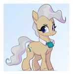 blue_eyes border cutie_mark eyebrows eyelashes female feral fur grey_hair grey_tail hair hooves quadruped shirt_collar solo tail tan_body tan_fur white_border aquaticvibes friendship_is_magic hasbro my_little_pony mayor_mare_(mlp) earth_pony equid equine horse mammal pony hi_res