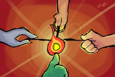 4_fingers 5_fingers anthro beach blue_body blue_fur brown_body brown_fur female fingers fire fur green_body green_fur group male sharing sparklers biscotti5000 helio_(biscotti5000) jane_(biscotti5000) nyx_(biscotti5000) sam_(biscotti5000) canid canine canis domestic_dog fox human hybrid lizard mammal reptile scalie wolf hi_res adopted_(lore) cousins_(lore)