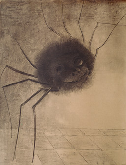 ambiguous_feral ambiguous_gender black_body black_fur detailed_background feral floor fur humanoid_face looking_aside octoped smile solo standing tile tile_floor odilon_redon arachnid arthropod spider waddling_head 1881 19th_century absurd_res ancient_art charcoal_(artwork) hi_res monochrome traditional_media_(artwork)