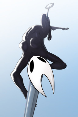 2_toes anthro black_arms black_body black_breasts black_legs breasts featureless_breasts feet female nude solo toes upside_down white_head spacemaxmarine hollow_knight_(franchise) team_cherry hornet_(hollow_knight) arthropod hi_res