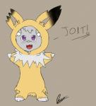 ambiguous_gender blush clothed clothing costume fur open_mouth pokemon_costume semi-anthro simple_background smile solo skyffan nintendo pokemon eeveelution espurr felid generation_1_pokemon generation_6_pokemon jolteon mammal pokemon_(species) 2016 digital_media_(artwork)