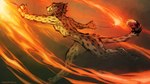 ambiguous_gender anthro feet fingers fire fur markings solo spots spotted_body spotted_fur tail toes neotheta kesh_(pojodan) cheetah felid feline mammal 16:9 2022 digital_media_(artwork) hi_res widescreen