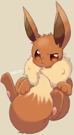 blush brown_body brown_fur brown_tail feet feral fur hindpaw looking_at_viewer male multicolored_ears paws simple_background solo tail tan_body tan_fur text yakiniku628 nintendo pokemon eevee generation_1_pokemon pokemon_(species) colored colored_line_art colored_sketch sketch translation_request
