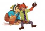 anthro cellphone clothing countershading duo electronics guitar hat headgear headwear male musical_instrument phone playing_guitar playing_music plucked_string_instrument sherpa_hat simple_background string_instrument white_background lowergold disney rock_dog zootopia bodi_(rock_dog) nick_wilde canid canine canis domestic_dog fox livestock_guardian_dog mammal molosser mountain_dog pastoral_dog red_fox tibetan_mountain_dog true_fox crossover