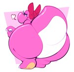 accessory anthro big_butt bow_ribbon butt curvy_figure eyelashes featureless_butt feet female heart_symbol huge_butt looking_at_viewer looking_back monobutt nude pink_body ribbons ring simple_background siphon_(anatomy) solo tail tailbutt thick_thighs wide_hips boot_(artist) mario_bros nintendo birdo_(character) birdo reptile scalie hi_res