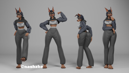 curvy_figure female solo tall_female thick_thighs wide_hips zhenash canid canine canis dobermann domestic_dog mammal pinscher 3d_(artwork) absurd_res blender_(artwork) digital_media_(artwork) hi_res