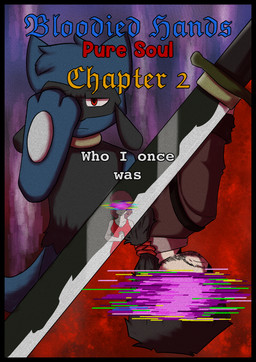 accessory anthro beard biped black_border blue_body blue_fur blue_text border breasts brown_clothing cleavage clothed clothing dress duo facial_hair female fingers fur hair hair_accessory hair_tie hand_on_eye hand_over_eye male melee_weapon mouth_closed pupils red_clothing red_dress red_eyes red_text solo standing sword tail text tied_hair weapon white_sclera white_text yellow_text novaarts nintendo pokemon pokemon_mystery_dungeon spike_chunsoft lu_(novaarts) canid canine generation_4_pokemon human humanoid mammal pokemon_(species) riolu 2026 absurd_res comic cover cover_art cover_page english_text hi_res