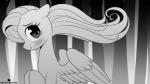 blush eyelashes feathered_wings feathers female feral hair long_hair looking_at_viewer smile solo wings verawitch friendship_is_magic hasbro my_little_pony mythology fluttershy_(mlp) equid equine mammal mythological_creature mythological_equine pegasus 2017 greyscale monochrome