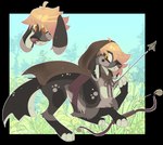 ambiguous_gender blonde_hair bow_(weapon) brown_cape brown_clothing brown_nose cape clothing digitigrade feral feral_with_hair floppy_ears fur grass grey_body grey_fur hair holding_arrow holding_bow_(weapon) holding_object holding_ranged_weapon holding_weapon hood hooded_cape hunter lop_ears outline paws plant quiver_(object) ranged_weapon snout solo sparkles sparkling_eyes sparkling_hair tree weapon whisker_spots white_outline yellow_eyes jaspering canid canine canis domestic_dog mammal 2019 alpha_channel digital_drawing_(artwork) digital_media_(artwork) flat_colors hi_res model_sheet