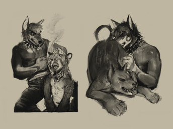 anthro bestiality braces cigarette cigarette_burn cigarette_smoke collar countershade_torso countershading duo ear_piercing face_in_ass facial_piercing feral hair hair_over_eyes lip_piercing male male/male nipple_piercing nipples nose_piercing open_mouth piercing septum_piercing shirtless_male short_hair smoke spiked_collar spikes tongue tongue_out mourph bren_(mourph) american_opossum canid canine canis dobermann domestic_dog mammal marsupial pinscher hi_res