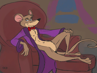 3_toes 4_fingers abstract_background anthro bedroom_eyes belly belly_tuft biped black_eyebrows black_nose bottomless bottomless_anthro bottomless_male bow_tie brown_body brown_fur calf_tuft chair chest_tuft clothed clothing curling_tail eyebrows feet fingers fur furniture glance grin grinning_at_viewer half-closed_eyes hand_on_knee hand_on_leg head_tuft knee_up leg_tuft male multicolored_body multicolored_fur narrowed_eyes navel on_chair open_clothing open_robe painted_background paws pecs pink_inner_ear pose purple_clothing purple_robe red_bow_tie ribs robe seductive sitting sitting_on_chair sketchy smile smiling_at_viewer smirk smirking_at_viewer smug smug_expression smug_eyes smug_face smug_grin solo tail tan_belly tan_body tan_fur toes tuft two_tone_body two_tone_fur vein white_sclera stevethedragon disney the_great_mouse_detective basil_(disney) mammal mouse murid murine rodent 2012 4:3 colored digital_drawing_(artwork) digital_media_(artwork) flat_colors pinup signature sketch