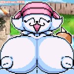 anthro big_breasts big_nipples breasts cattail_(plant) clothing female fur hat headgear headwear huge_breasts huge_nipples looking_at_viewer nipples nude plant smile smiling_at_viewer solo white_body white_fur alexdraws electronic_arts plants_vs._zombies popcap_games cattail_(pvz) elemental_creature felid feline felis flora_fauna mammal 1:1 digital_media_(artwork) hi_res pixel_(artwork)