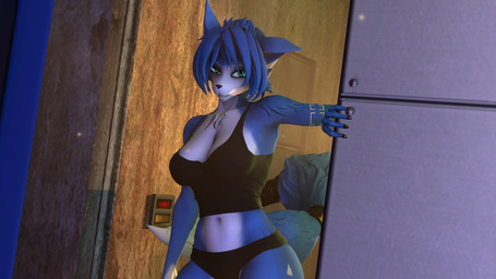 accessory anthro black_clothing black_fingernails black_nails black_panties black_topwear black_underwear blue_body blue_fur blue_hair breasts clothing colored_nails female fingernails fluffy fluffy_tail fur furgonomics hair jewelry looking_at_viewer multicolored_body multicolored_fur nails panties ring solo tail tail_accessory tail_jewelry tail_ring teal_eyes topwear two_tone_body two_tone_fur underwear white_body white_fur psikokinetic warfaremachine_(modeler) nintendo star_fox krystal_(star_fox) warfare_krystal canid canine fox mammal 16:9 2026 3d_(artwork) digital_media_(artwork) hi_res source_filmmaker_(artwork) widescreen